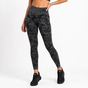 Gymshark Adapt Seamless Leggings Black Gray Camo Size XS